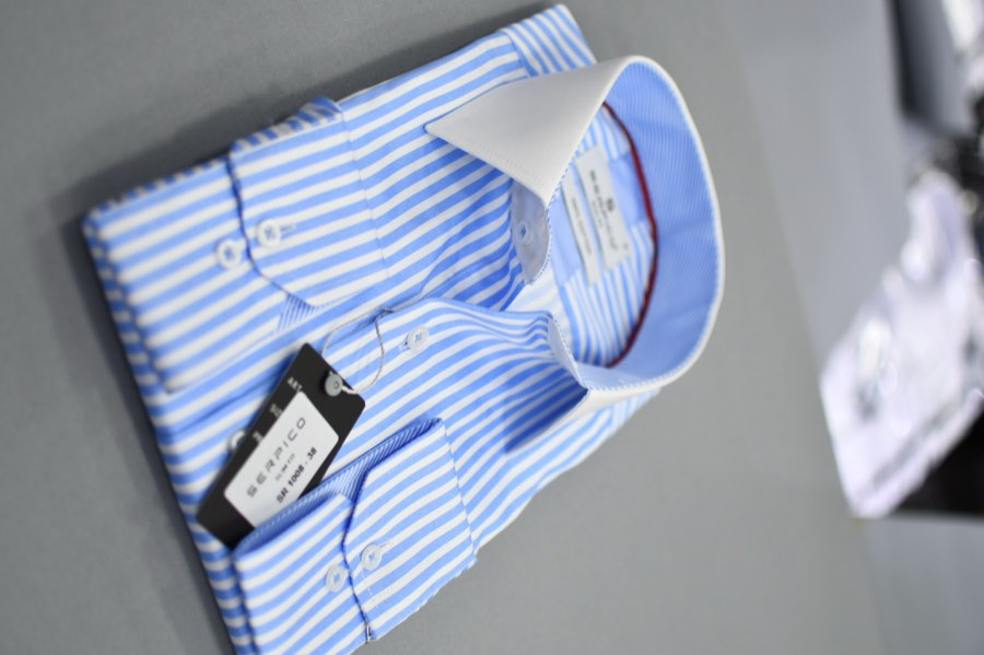Men's Light Blue & White Striped Shirt