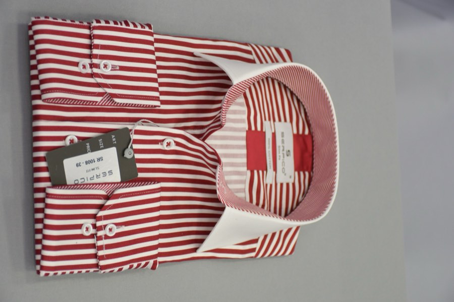 Men's Red & White Striped Shirt