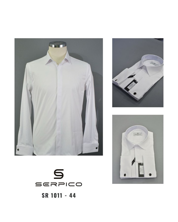 Men's White French-Cuff Dress Shirt