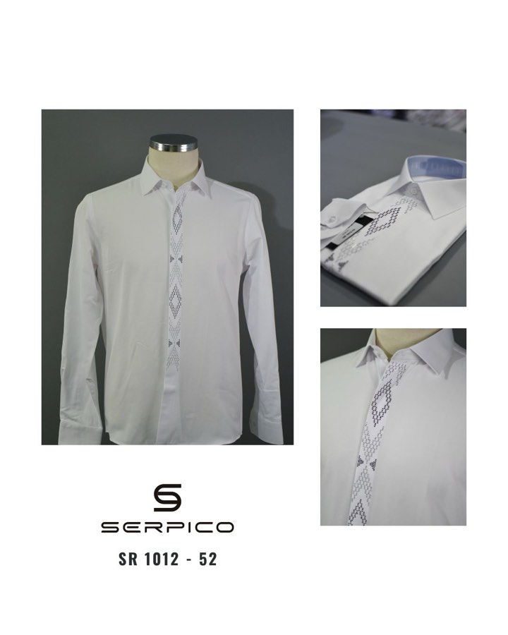 Men's White Diamond-Chain Rhinestone Dress Shirt