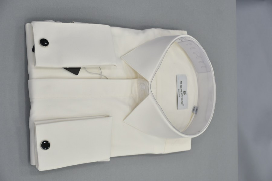 Men's Ivory French-Cuff Dress Shirt