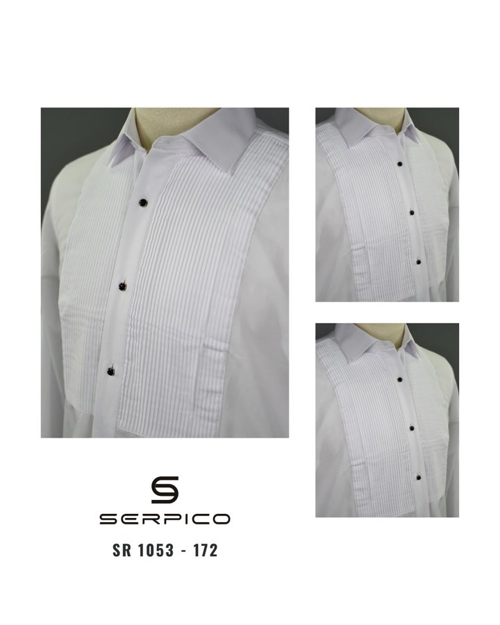 Men's White Pleated-Bib Tuxedo Shirt