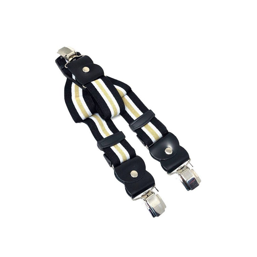 Men's Striped Black Suspenders