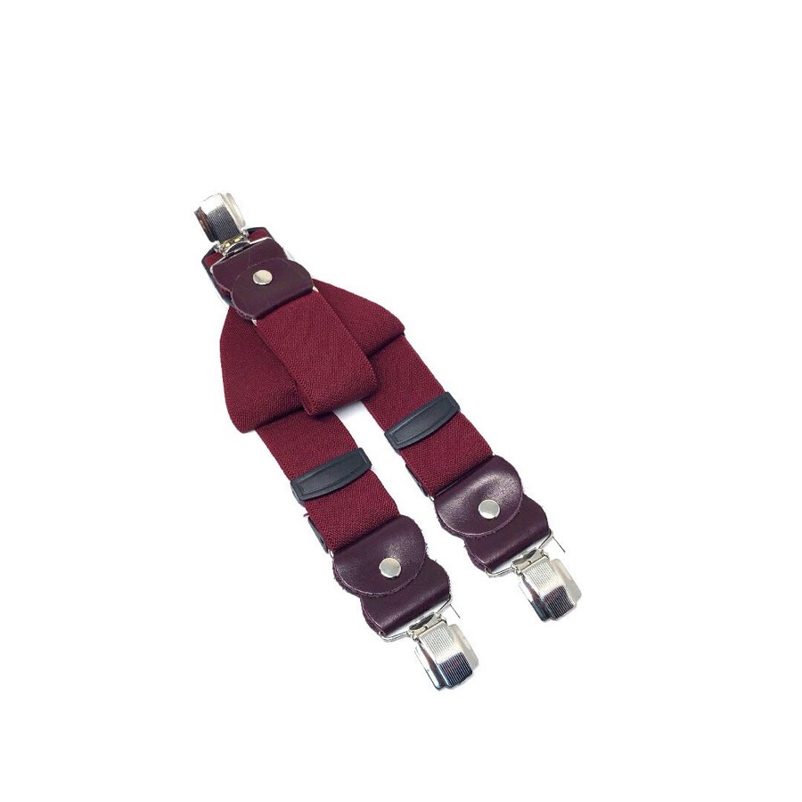 Men's Solid Burgundy Suspenders