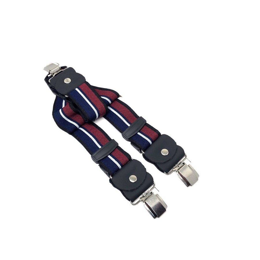 Men's Striped Burgundy & Navy Suspenders