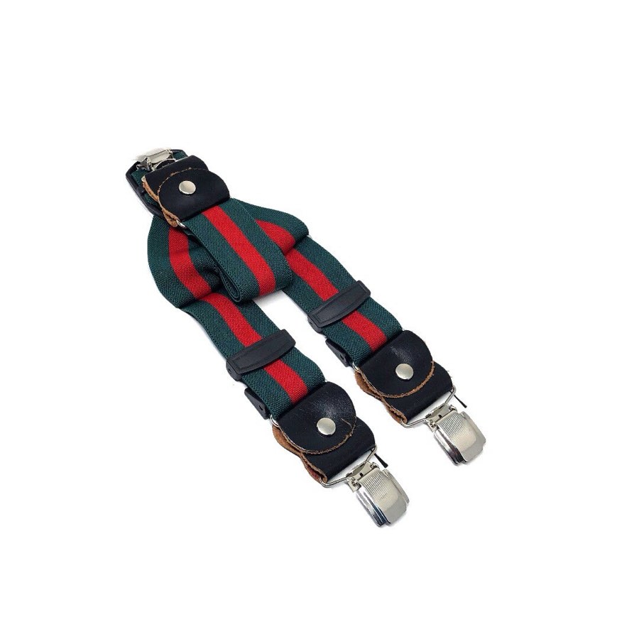 Men's Striped Red Suspenders
