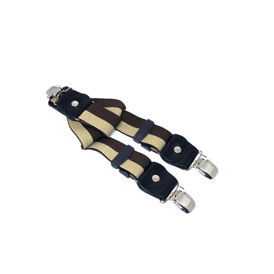 Men's Striped Ivory & Brown Suspenders