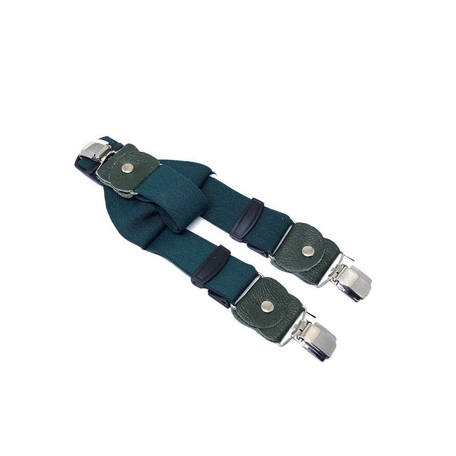 Men's Striped Dark Teal Green Suspenders