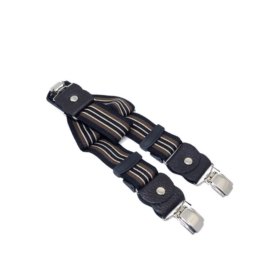 Men's Striped Brown & Latte Suspenders