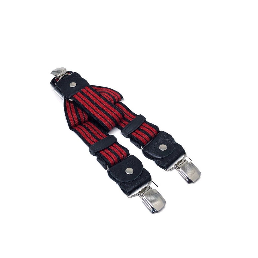 Men's Striped Red & Black Suspenders