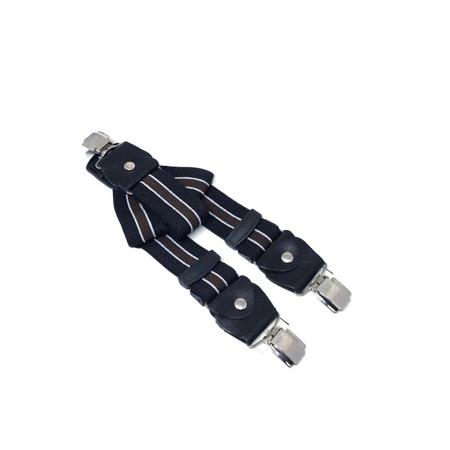 Men's Striped Black & Brown Suspenders