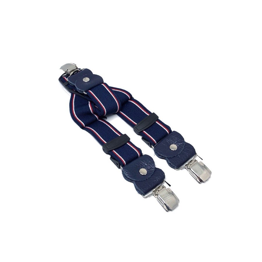 Men's Striped Navy & Red Suspenders