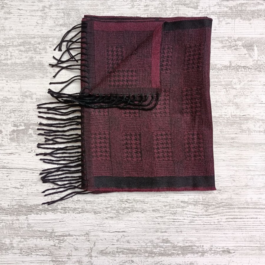 Men's Burgundy Houndstooth Scarf
