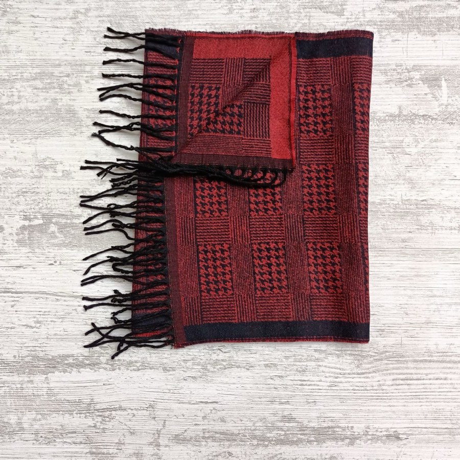 Men's Red Houndstooth Scarf