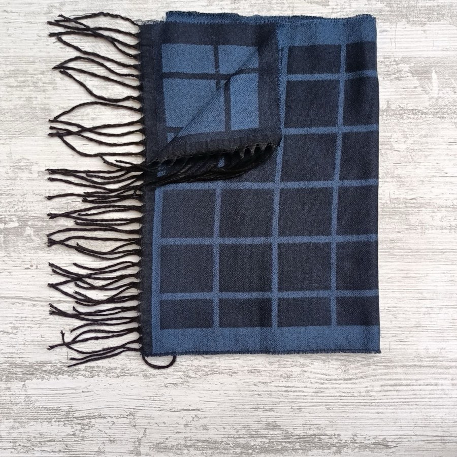 Men's Blue Check Scarf
