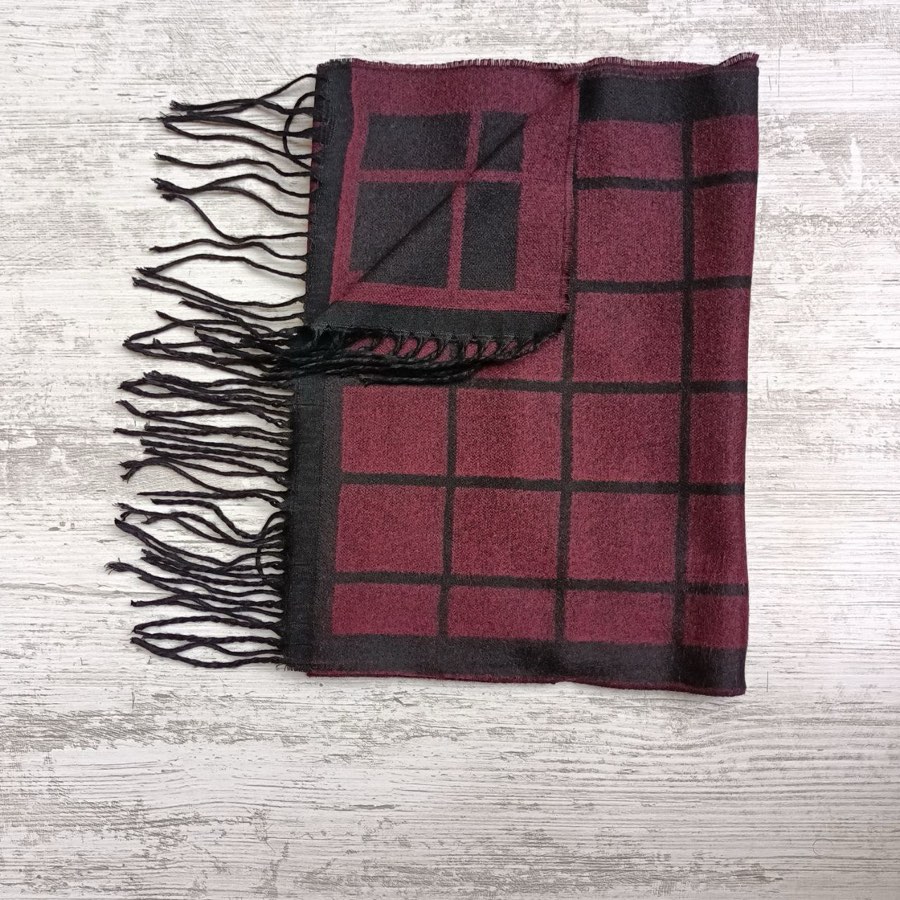 Men's Burgundy Check Scarf
