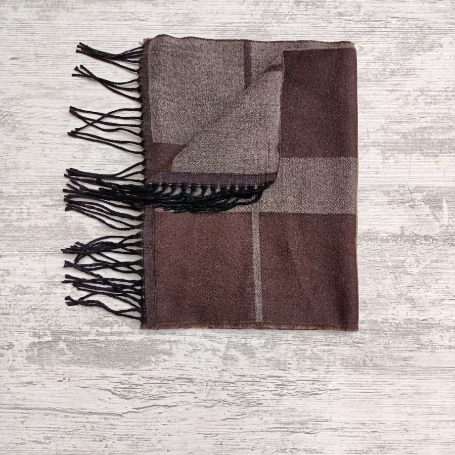 Men's Brown Rectangle-Pattern Scarf