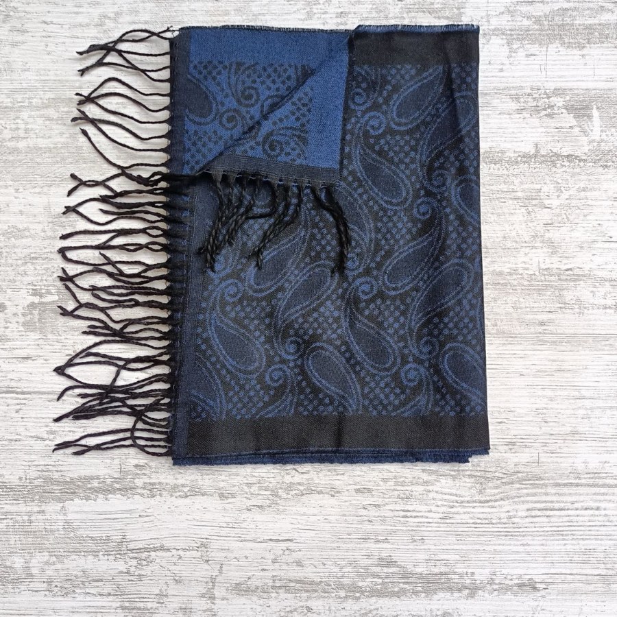 Men's Blue Tulip-Pattern Scarf
