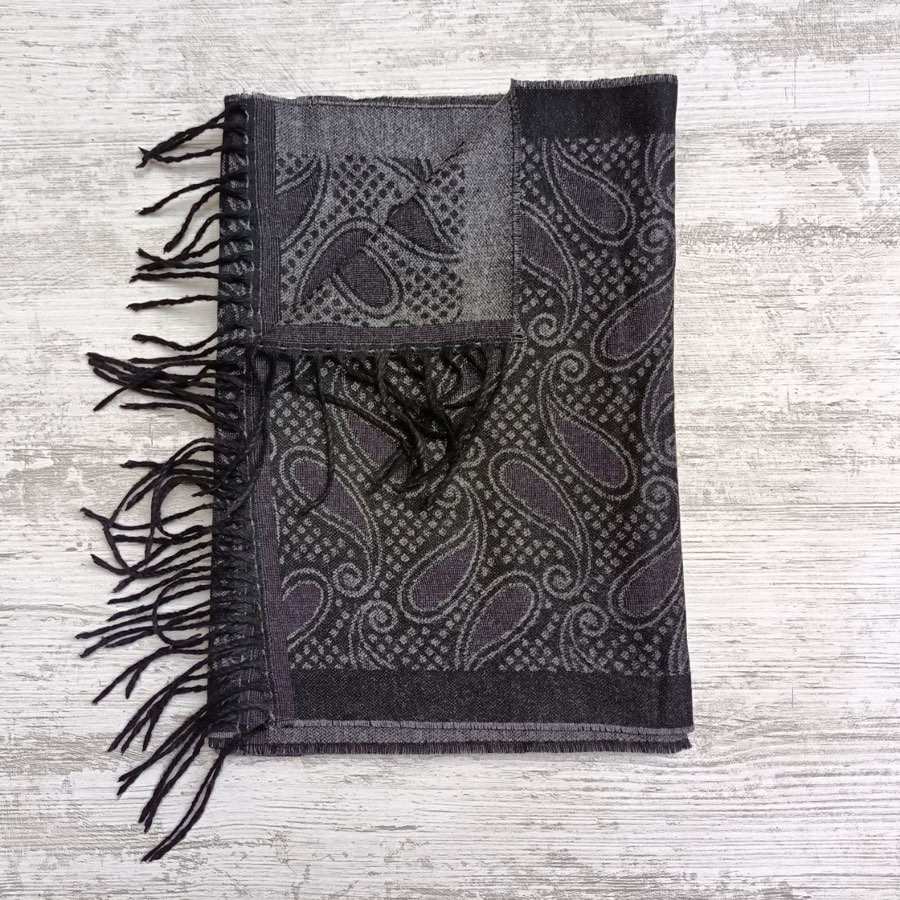Men's Smoke Gray Tulip-Pattern Scarf