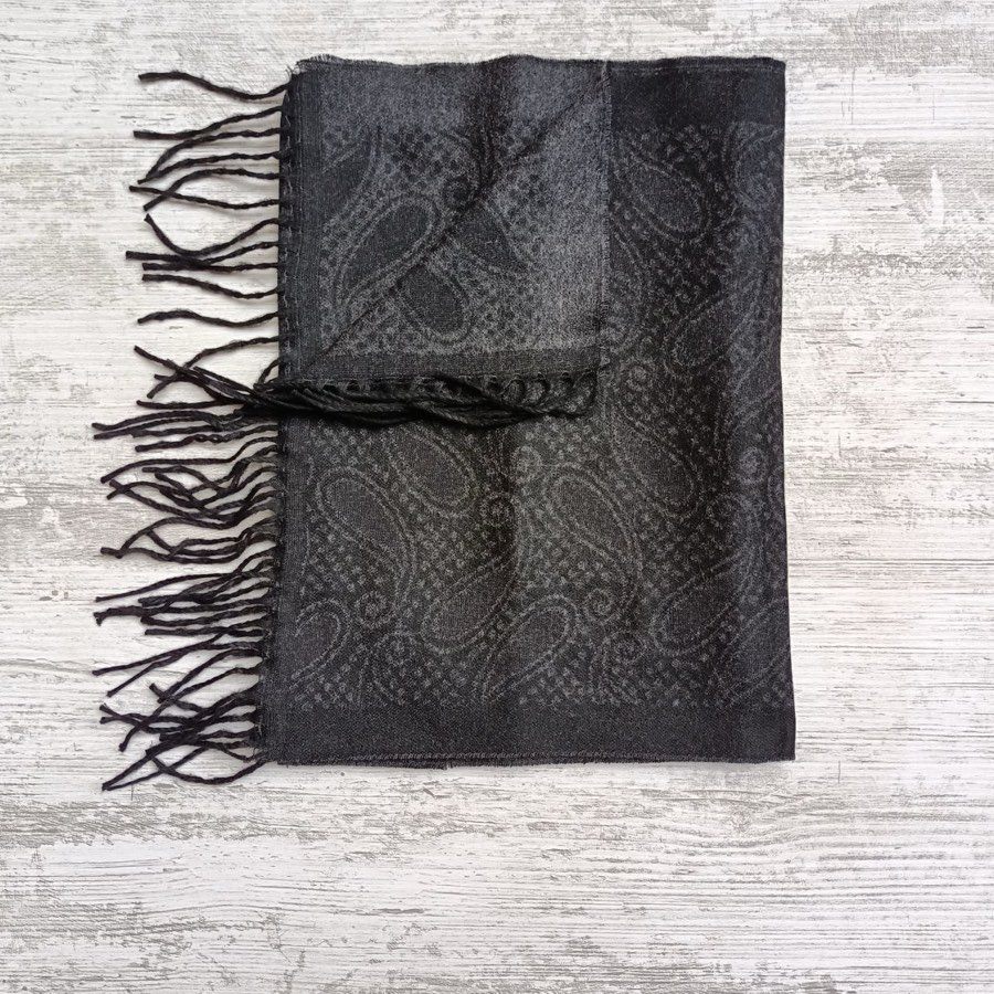 Men's Black Tulip-Pattern Scarf