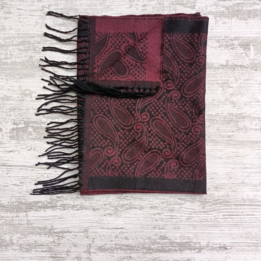 Men's Burgundy Tulip-Pattern Scarf