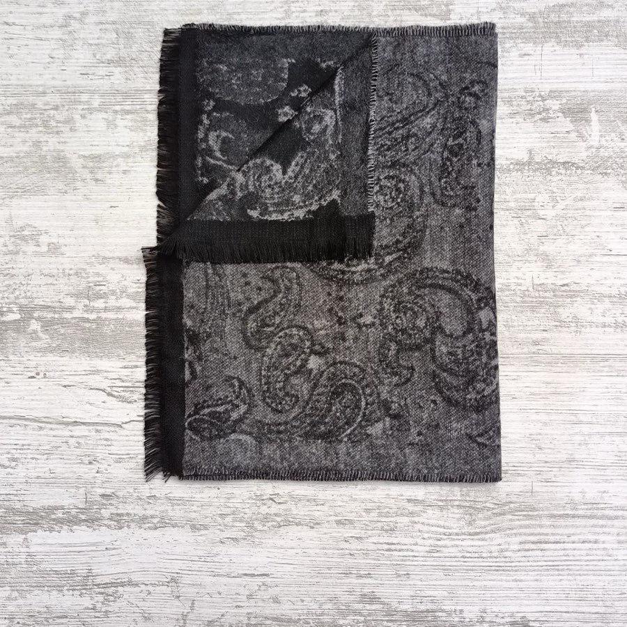 Men's Gray Speckled Tulip-Pattern Scarf