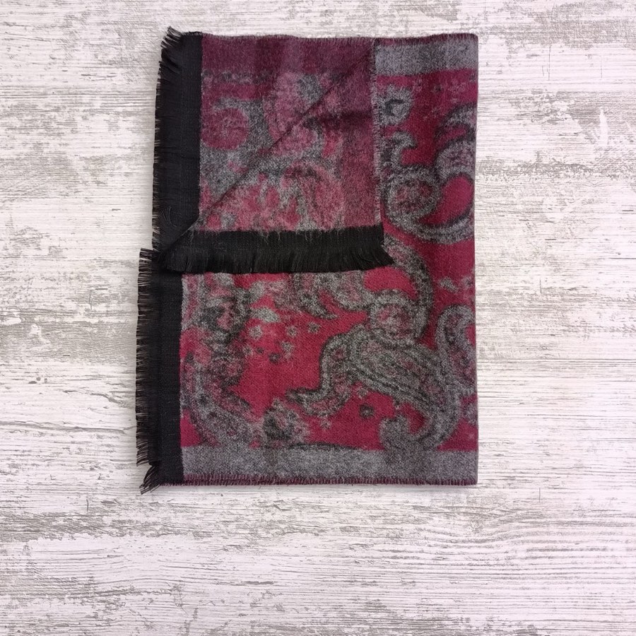 Men's Red Speckled Tulip-Pattern Scarf