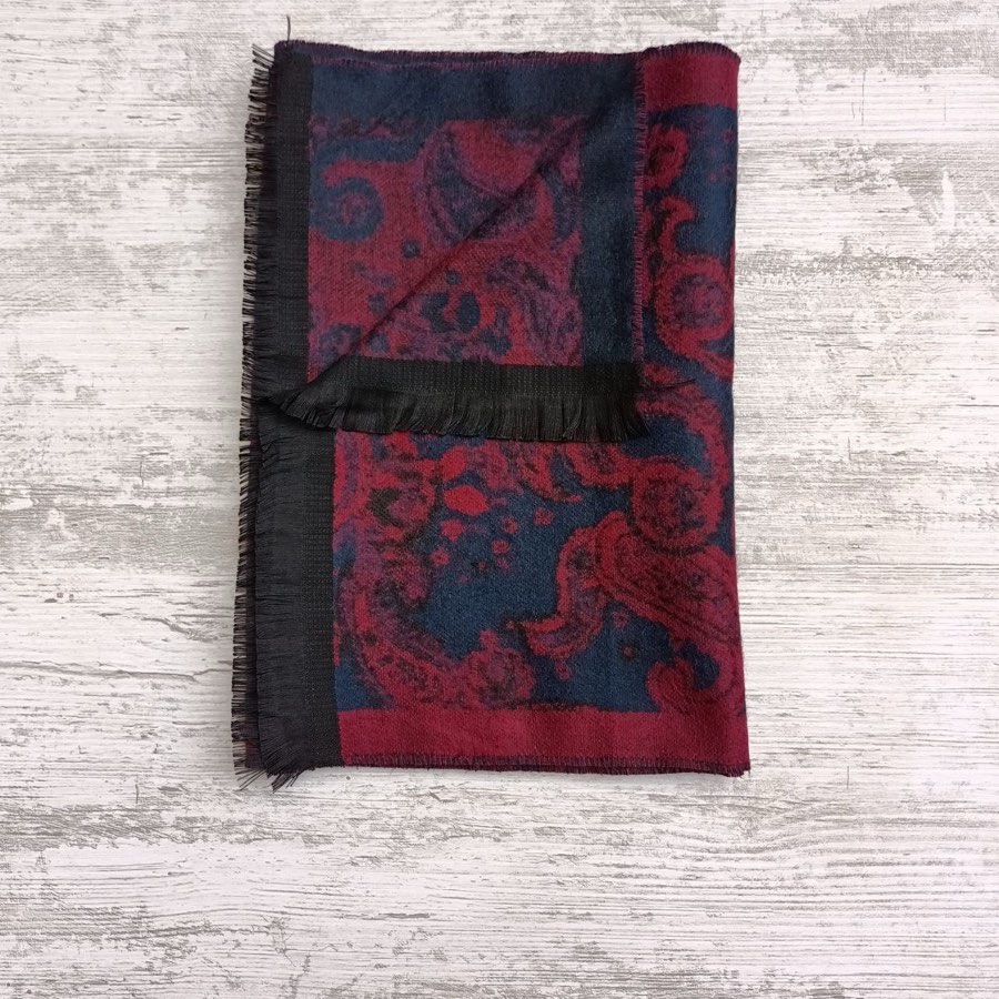 Men's Burgundy Speckled Tulip-Pattern Scarf