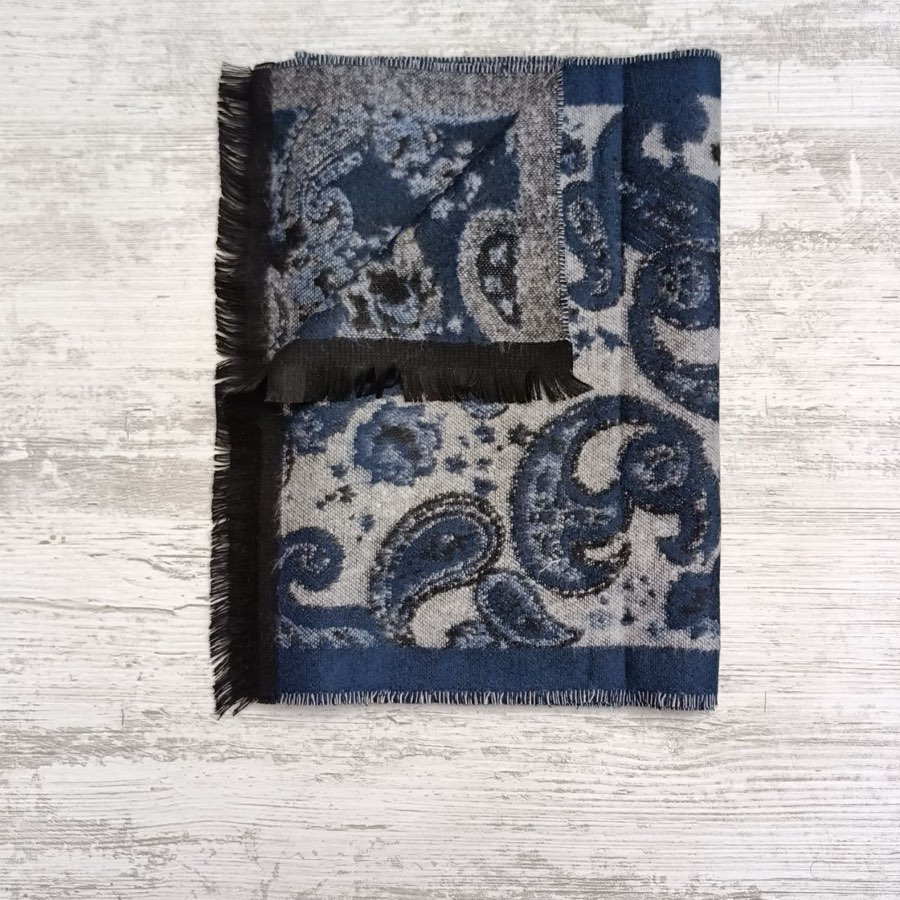Men's Blue Speckled Tulip-Pattern Scarf