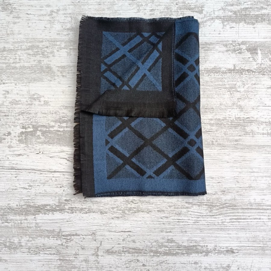 Men's Blue Diamond-Pattern Scarf