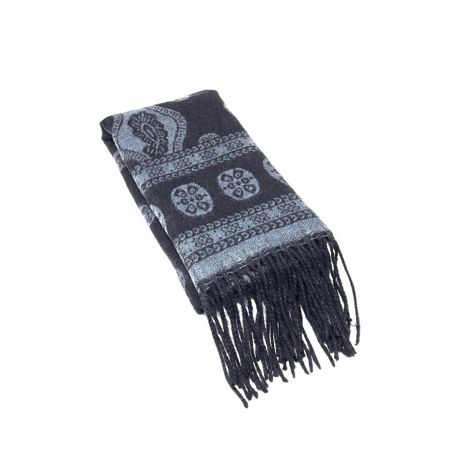 Men's Gray Paisley Scarf