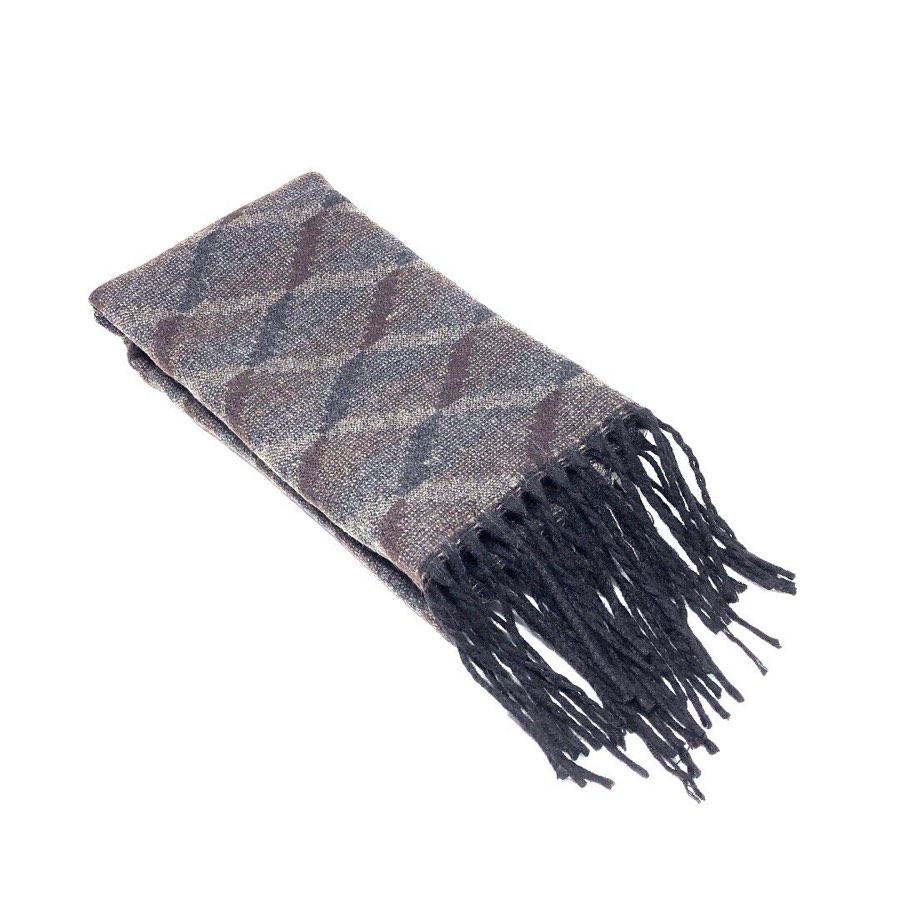 Men's Brown Diagonal-Stripe Scarf