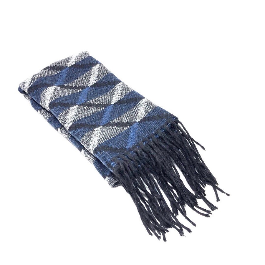 Men's Blue Diagonal-Stripe Scarf