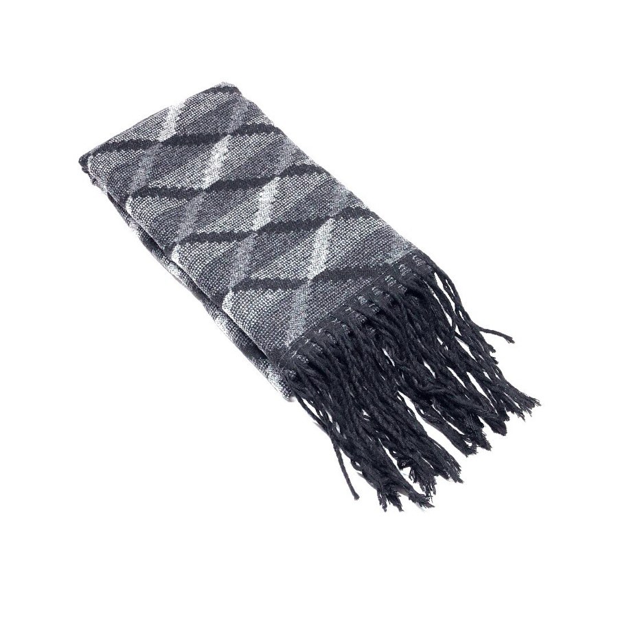 Men's Gray Diagonal-Stripe Scarf