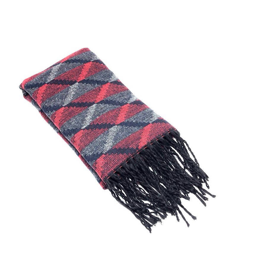 Men's Red Diagonal-Stripe Scarf
