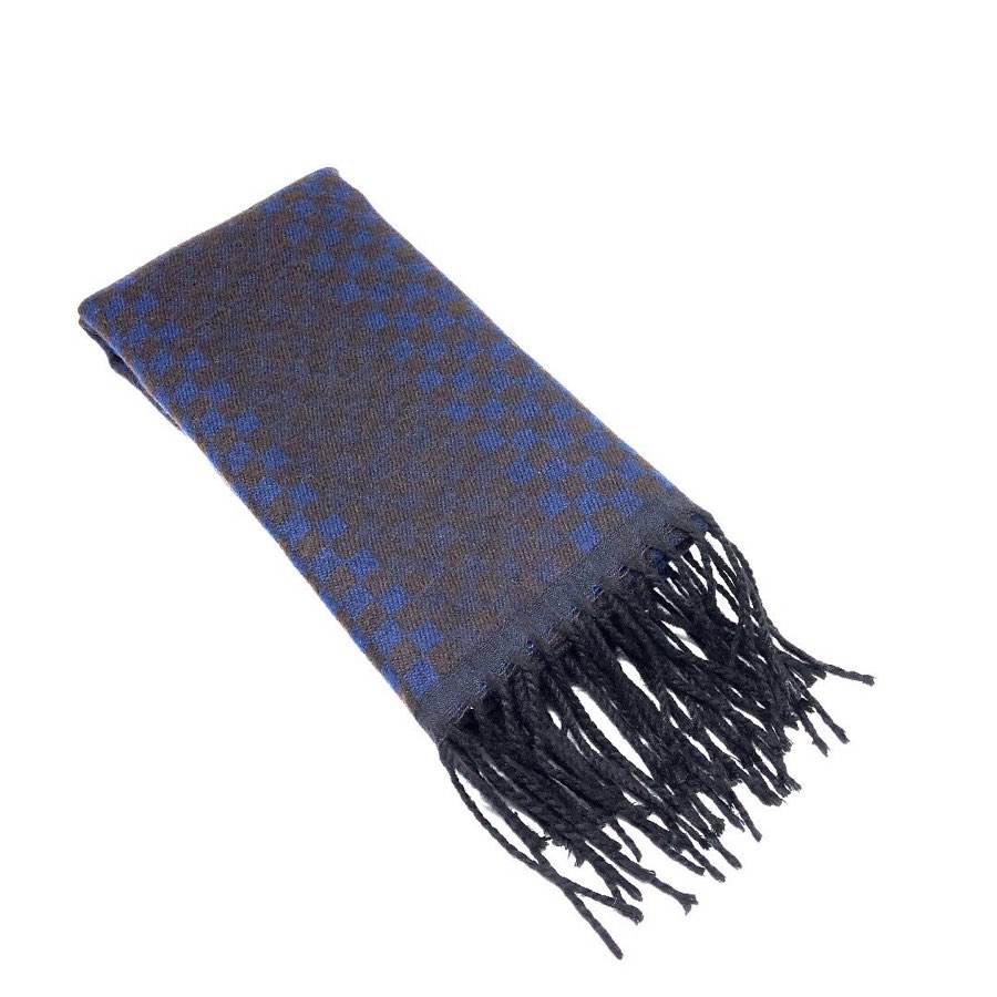 Men's Brown & Blue Checkered Scarf