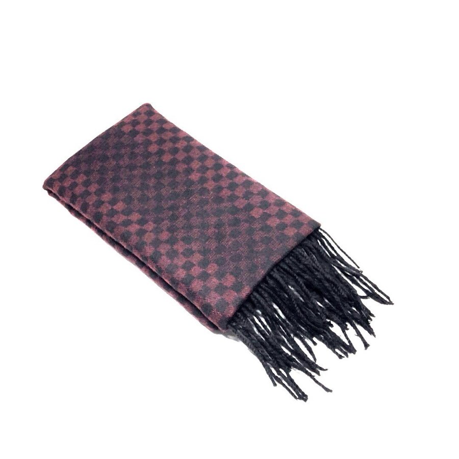 Men's Burgundy Checkered Scarf
