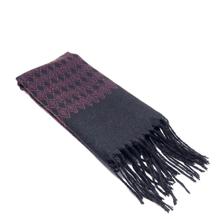 Men's Burgundy Diamond-Pattern Scarf