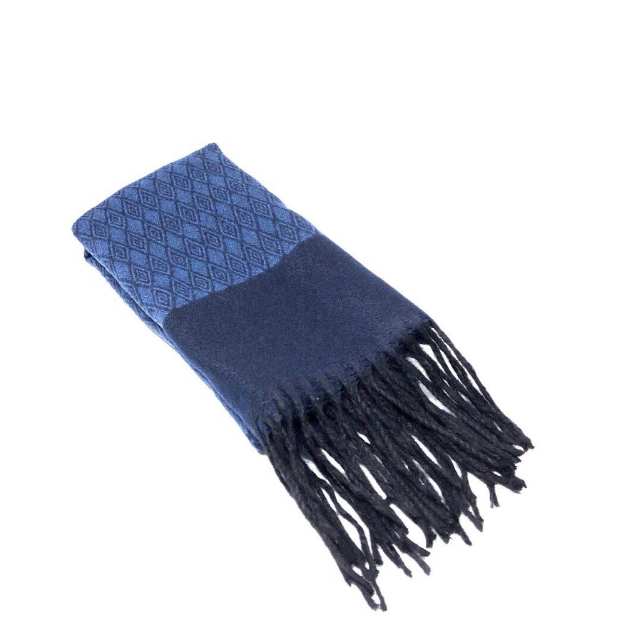 Men's Blue Diamond-Pattern Scarf
