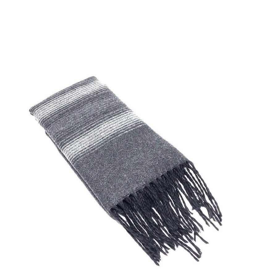 Men's Gray Striped Scarf
