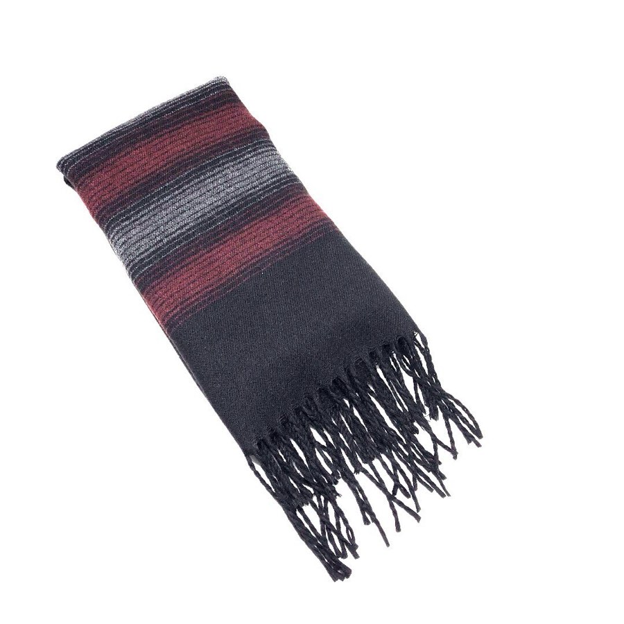 Men's Burgundy Striped Scarf