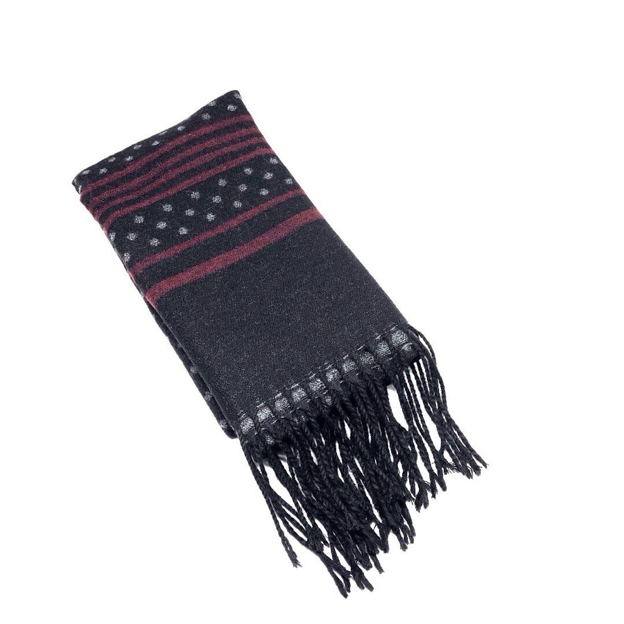 Men's Black Dotted-Stripe Scarf