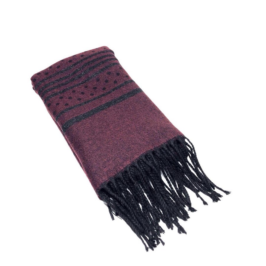 Men's Burgundy Dotted-Stripe Scarf