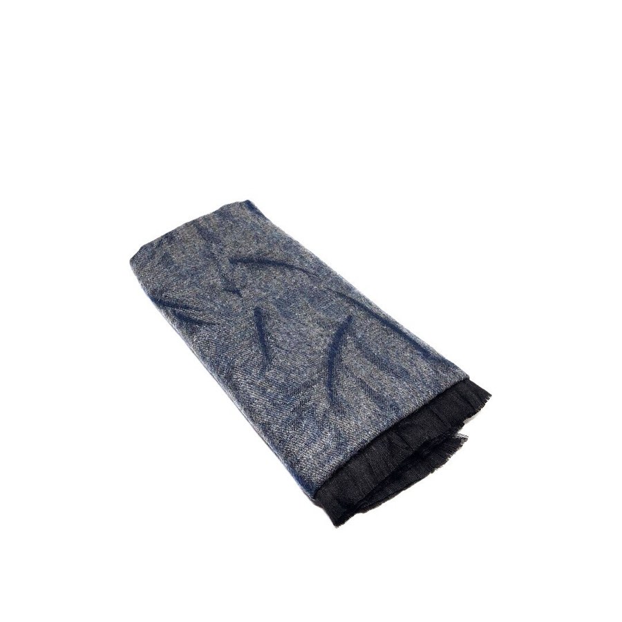 Men's Blue Leaf-Pattern Scarf