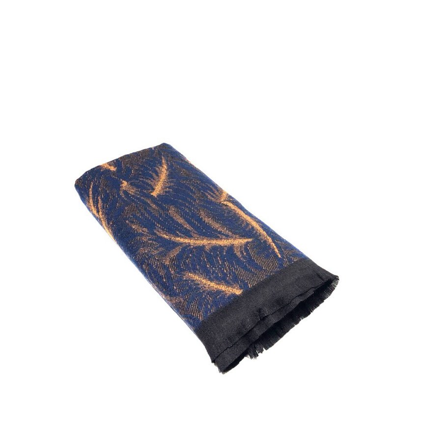 Men's Navy & Orange Branch-Pattern Scarf