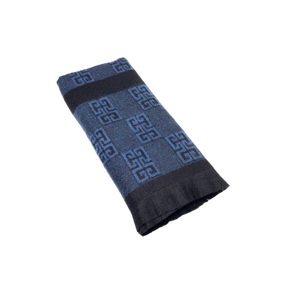 Men's Blue Scroll-Pattern Scarf