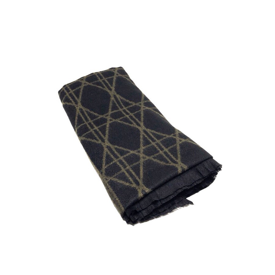 Men's Olive Crossing-Lines Scarf