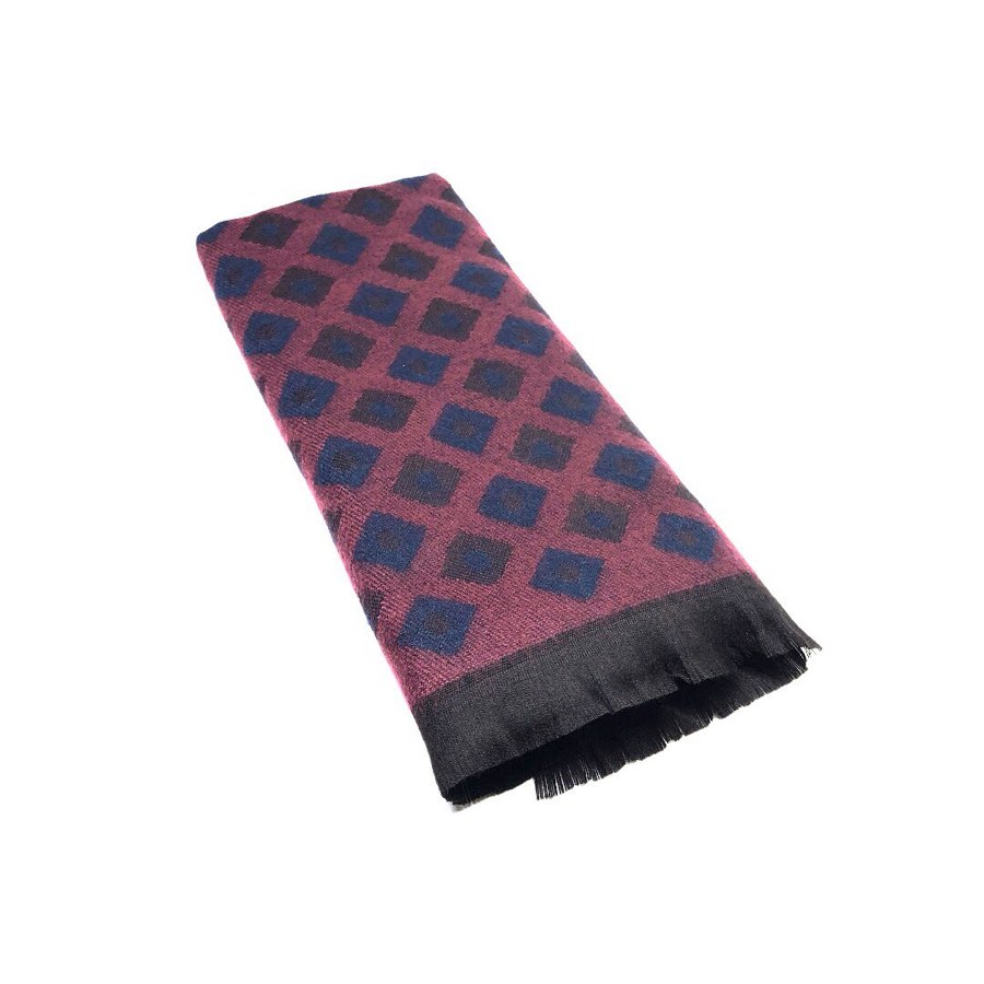 Men's Burgundy Diamond-Check Scarf