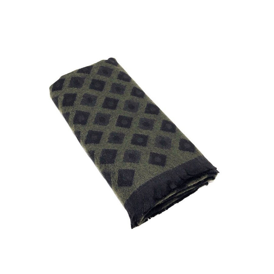 Men's Olive Diamond-Check Scarf