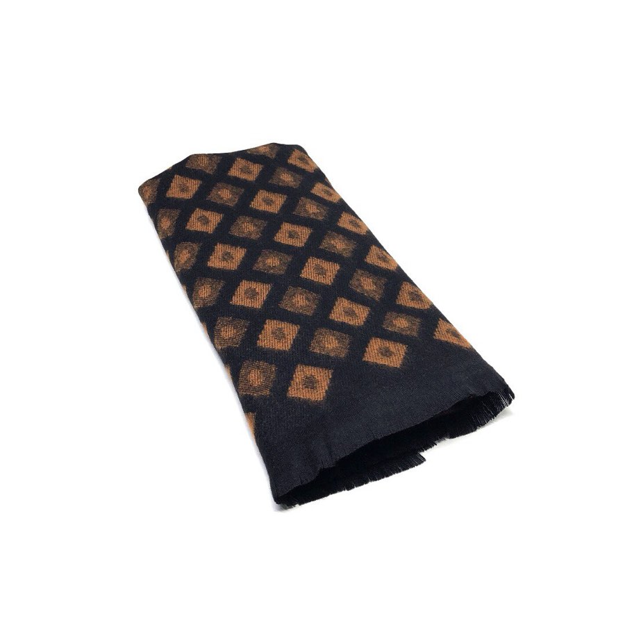Men's Orange & Black Diamond-Check Scarf